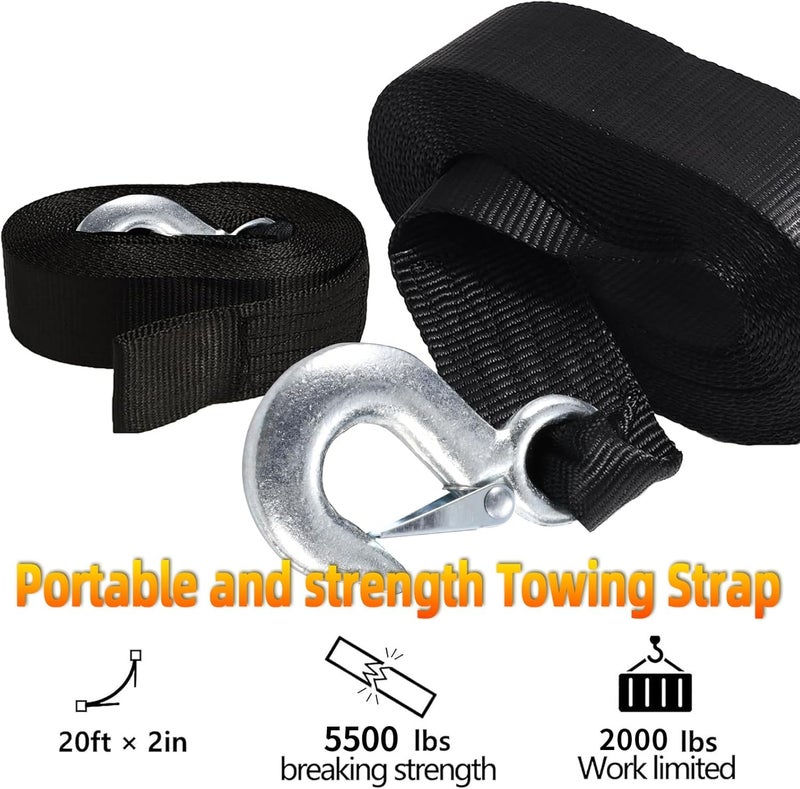 Seamander Boat Winch Strap 2" x 20' with Safety Hook 5000-pound Break Strength Used for Towing Vehicles, Boats and Jet Skis | Lifetime Replacement - Image 2